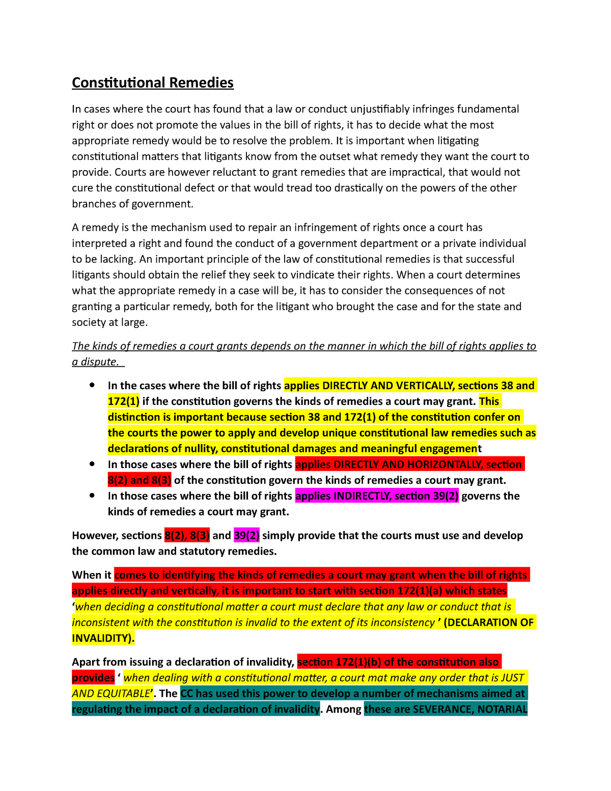 essay on constitutional remedies