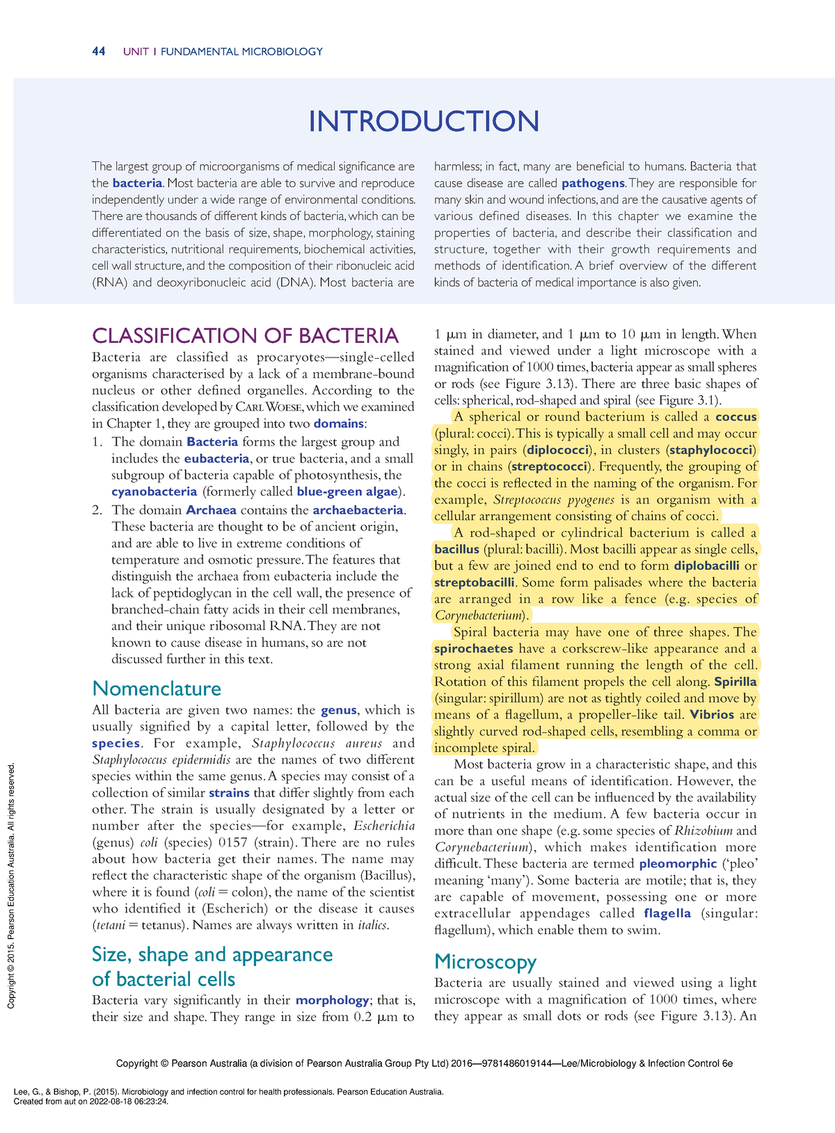 Microbiology And Infection Control For Health Prof - 44 UNIT 1 ...