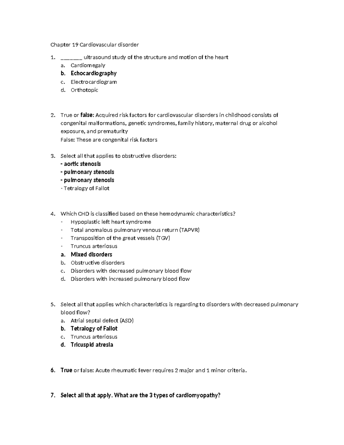 Chapter 19 Cardiovascular disorder - Chapter 19 Cardiovascular disorder ...