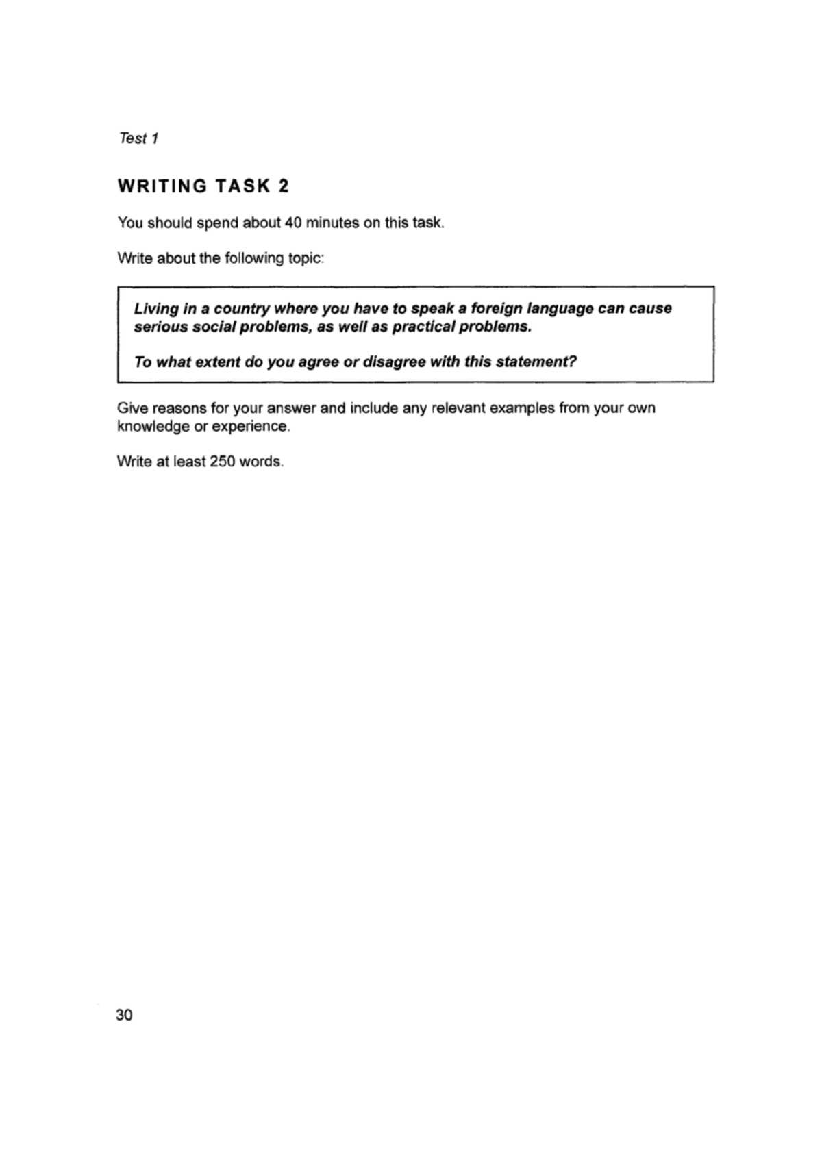 Writing T2 - IELTS - Test 1 WRITING TASK 2 You should spend about 40 ...