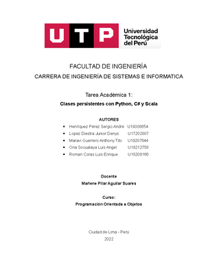 Tarea Académica 1 - clases persistentes python, scala, c# - Clases ...
