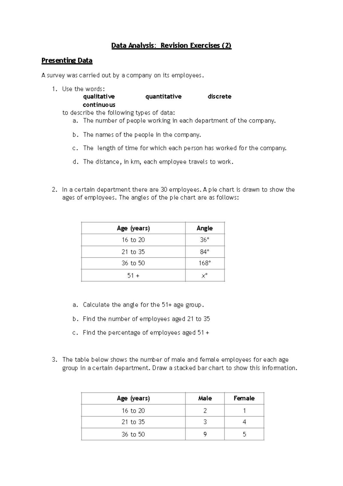 Sample/practice exam 2017, questions - Data Analysis: Revision ...