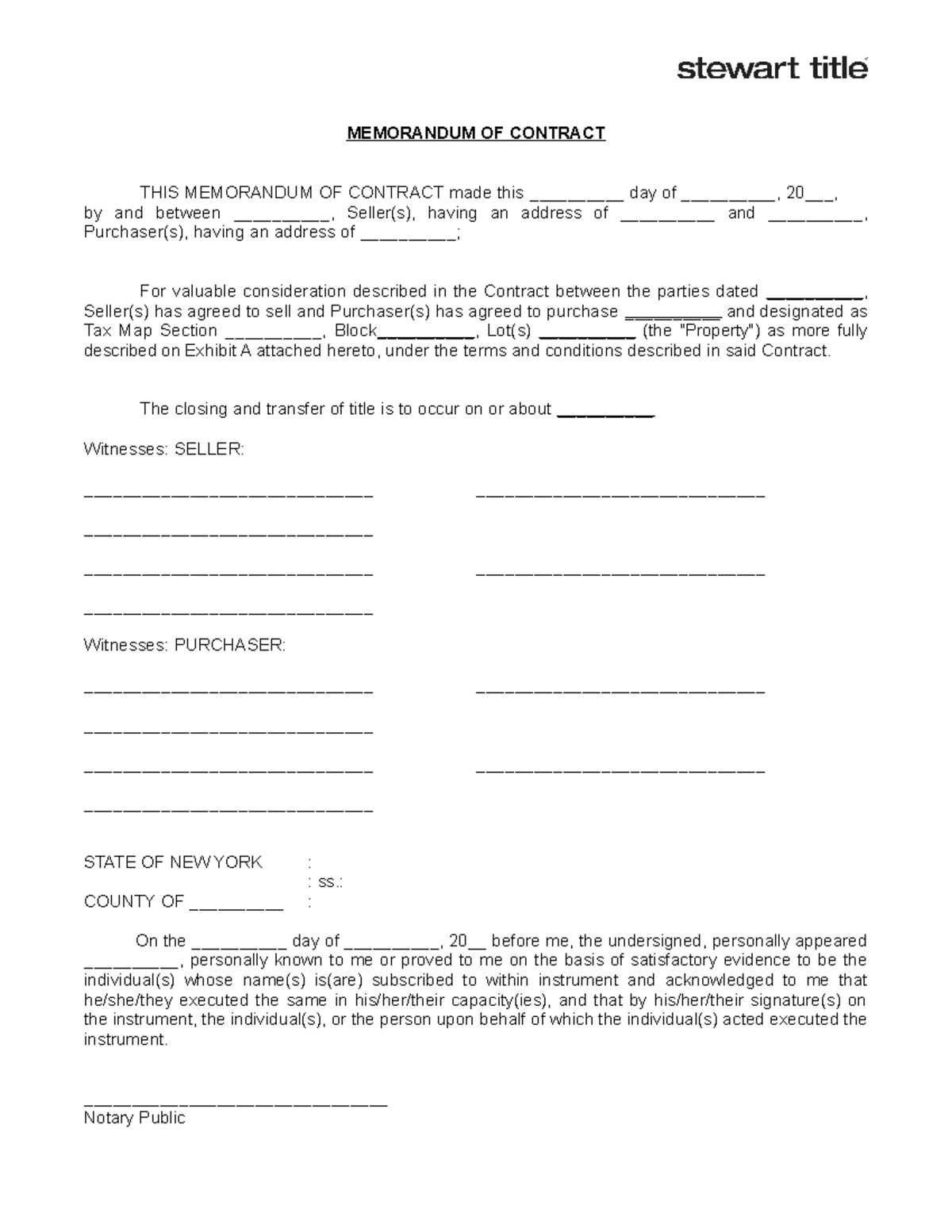 Memorandum of Contract - MEMORANDUM OF CONTRACT THIS MEMORANDUM OF ...