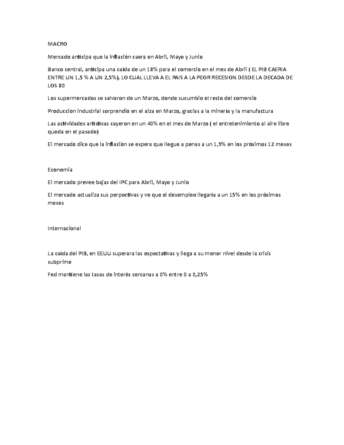 Diario financiero para el 04 05 2020 - MACRO Mercado anticipa que la ...