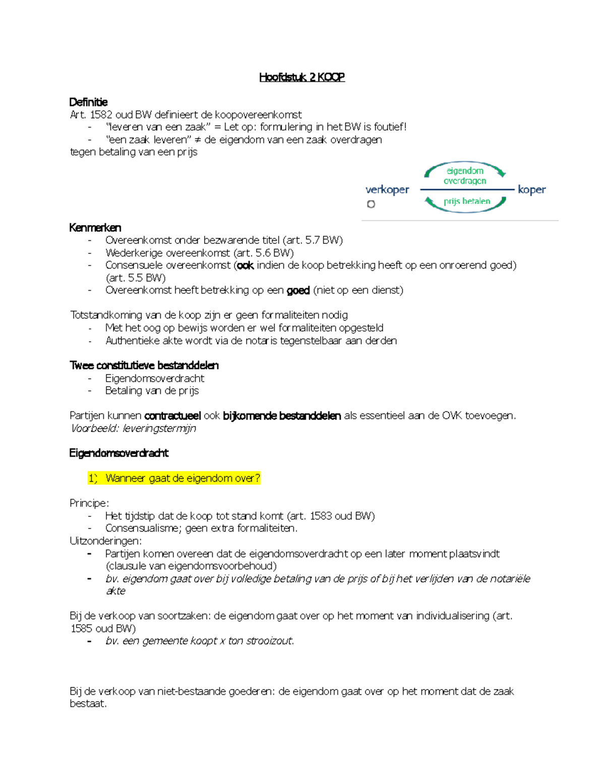 Hoofdstuk 2 KOOP Hoofdstuk 2 KOOP Definitie Art. 1582 oud BW