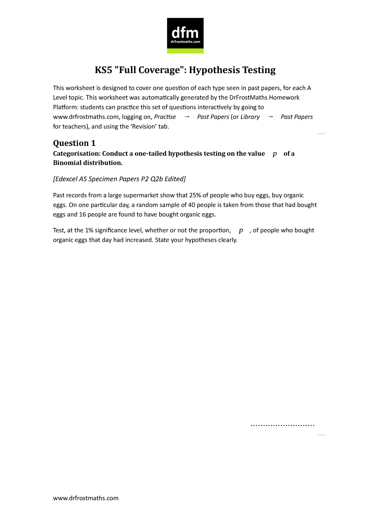 hypothesis testing exam questions and answers pdf