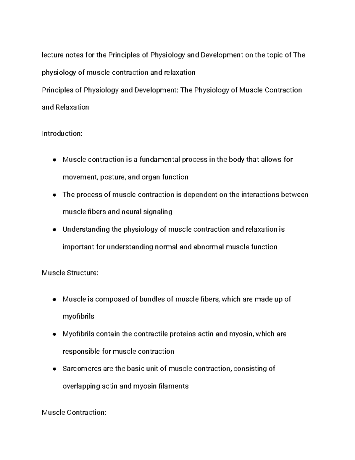 Lecture notes for the Principles of Physiology and Development on the ...