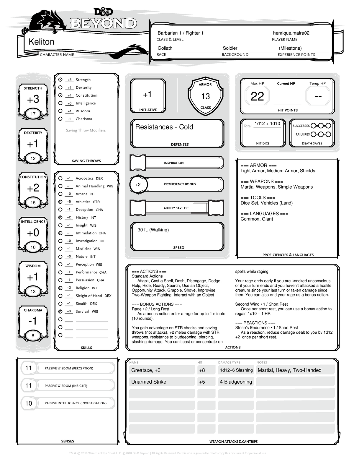 escrita de ded. - RACE CLASS & LEVEL PLAYER NAME CHARACTER NAME ...