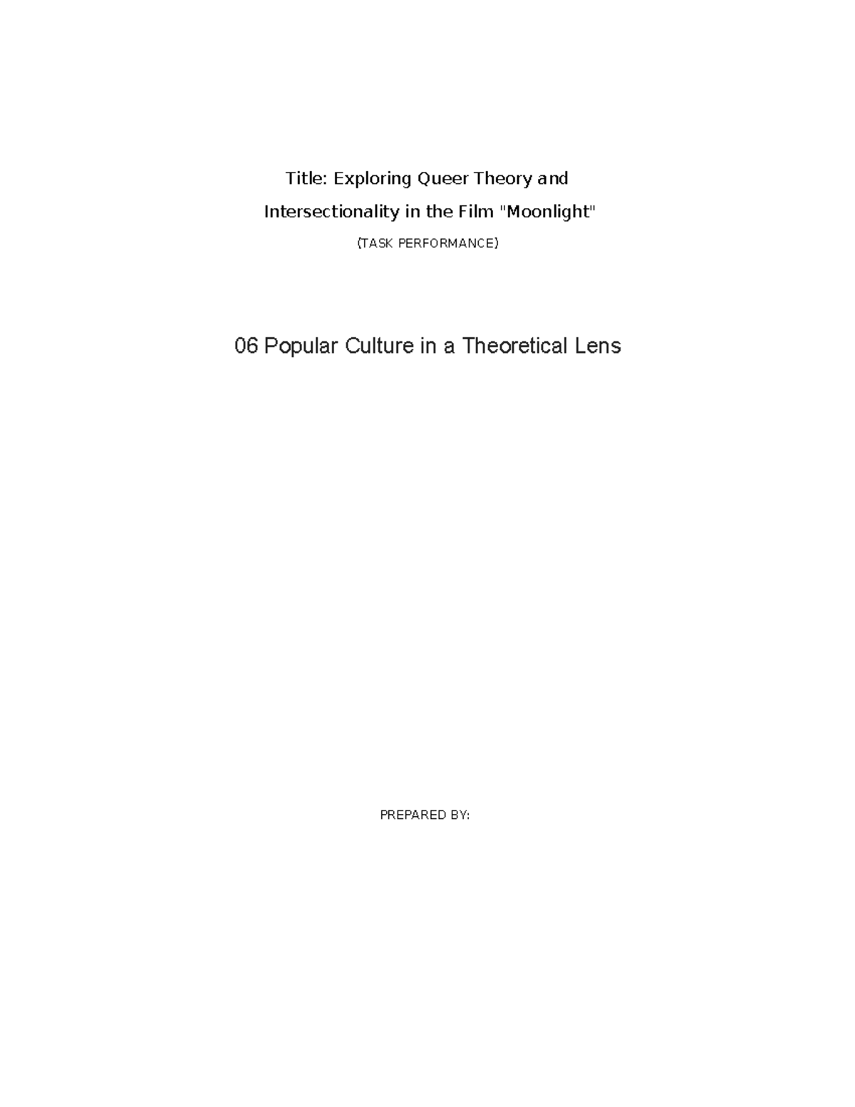 Performancetask Popculture - Copy - Title: Exploring Queer Theory and ...