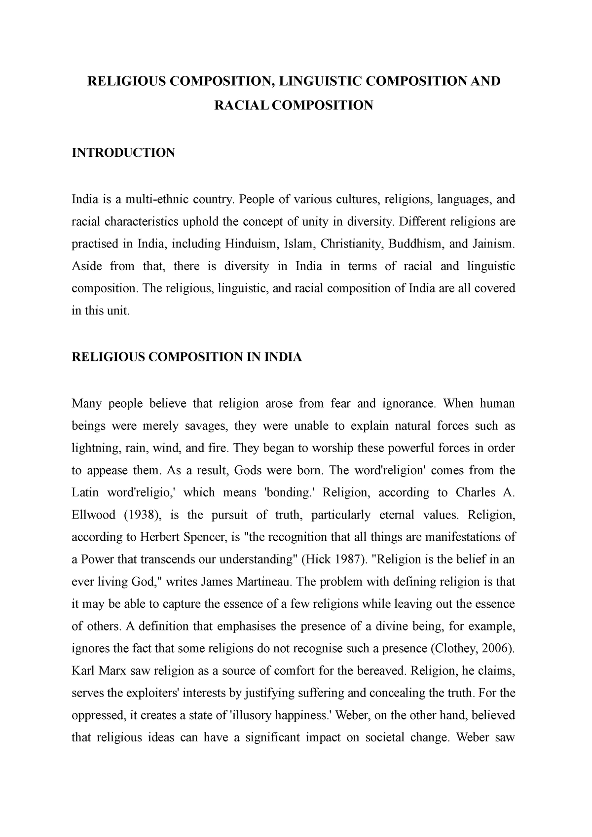 The Religious Composition of India