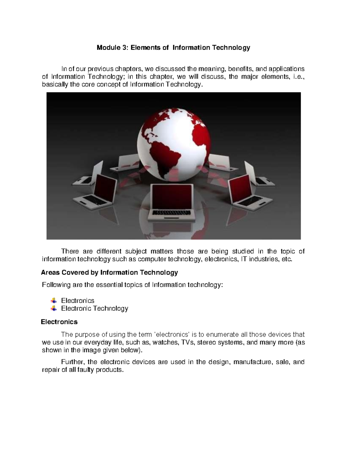 Module 3 Elements of Information Technology - Module 3: Elements of ...