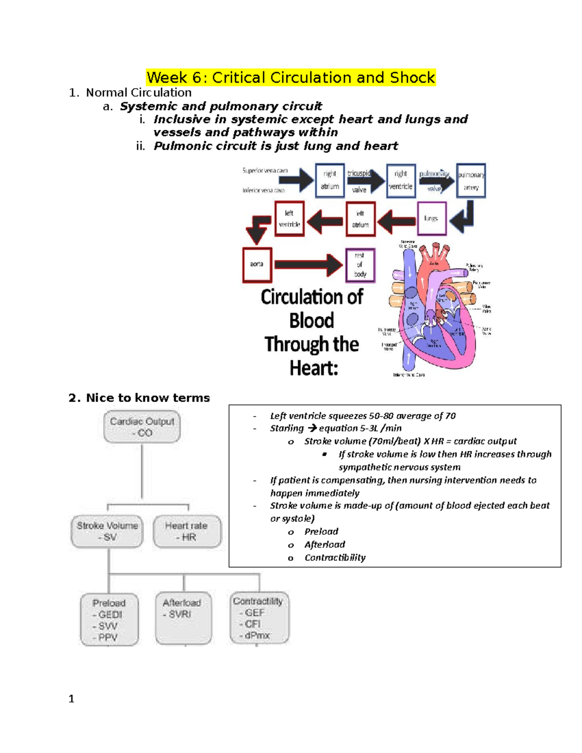 Week 6- Critical Circulation; Shock and Multiple Organ Dysfunction ...