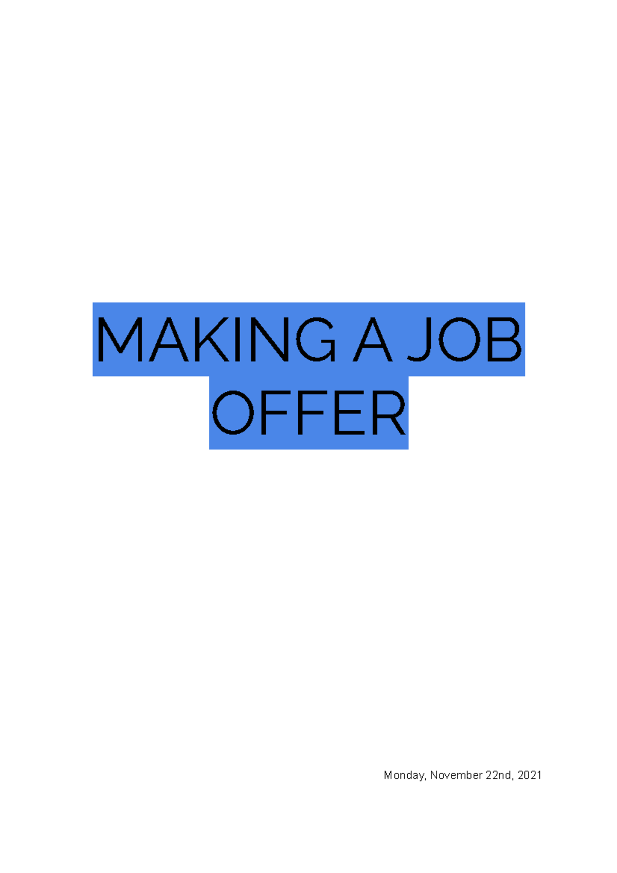 Making A Job Offer
