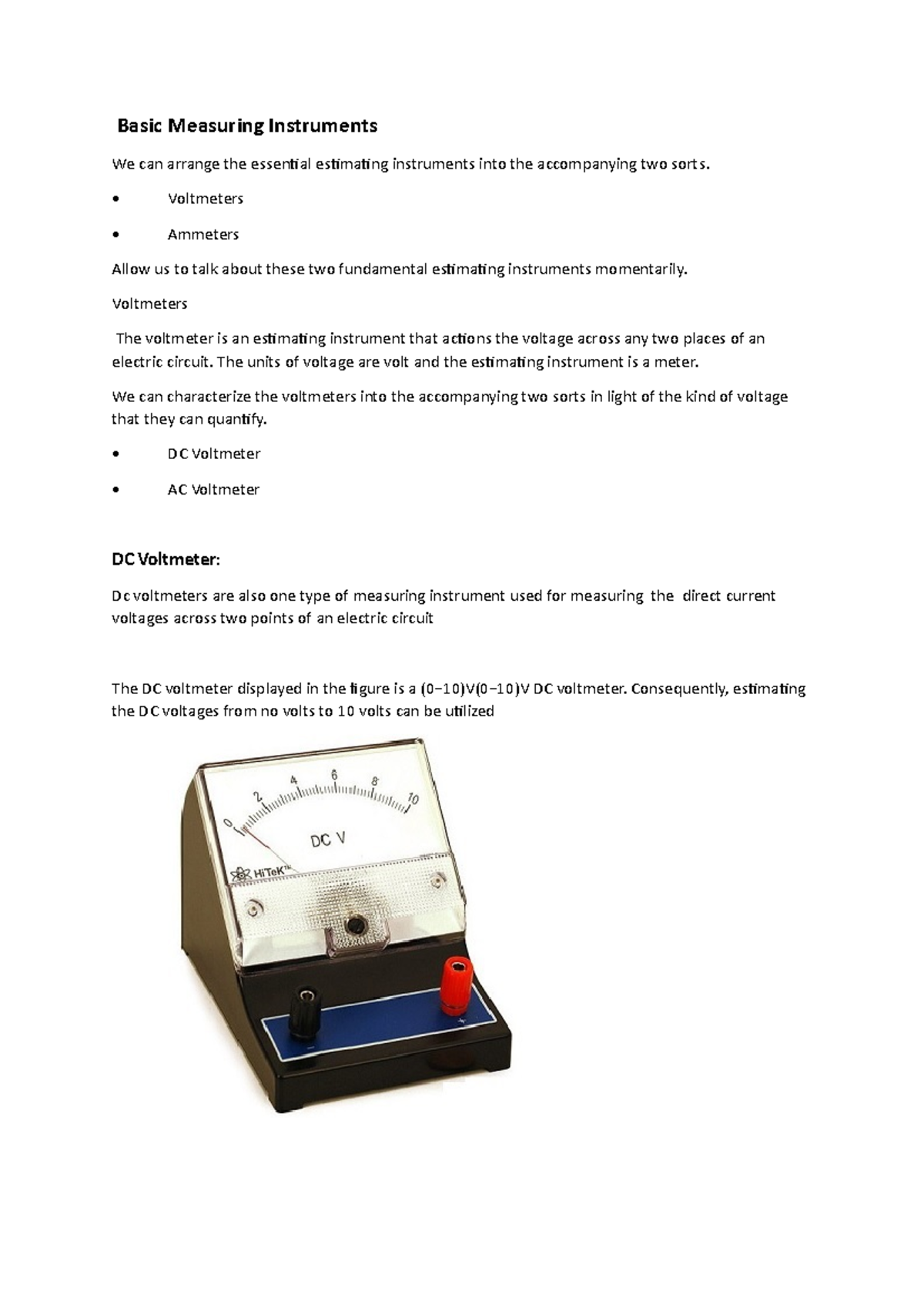 Basic Measuring Instruments - Voltmeters Ammeters Allow Us To Talk ...