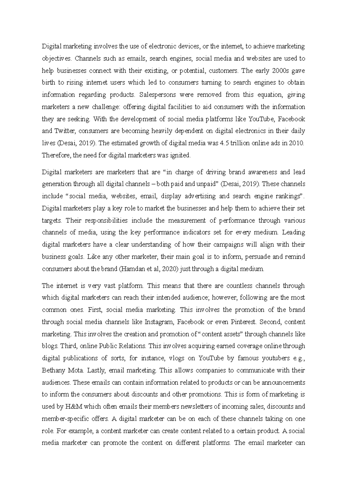 Edited marketing essay - Digital marketing involves the use of ...