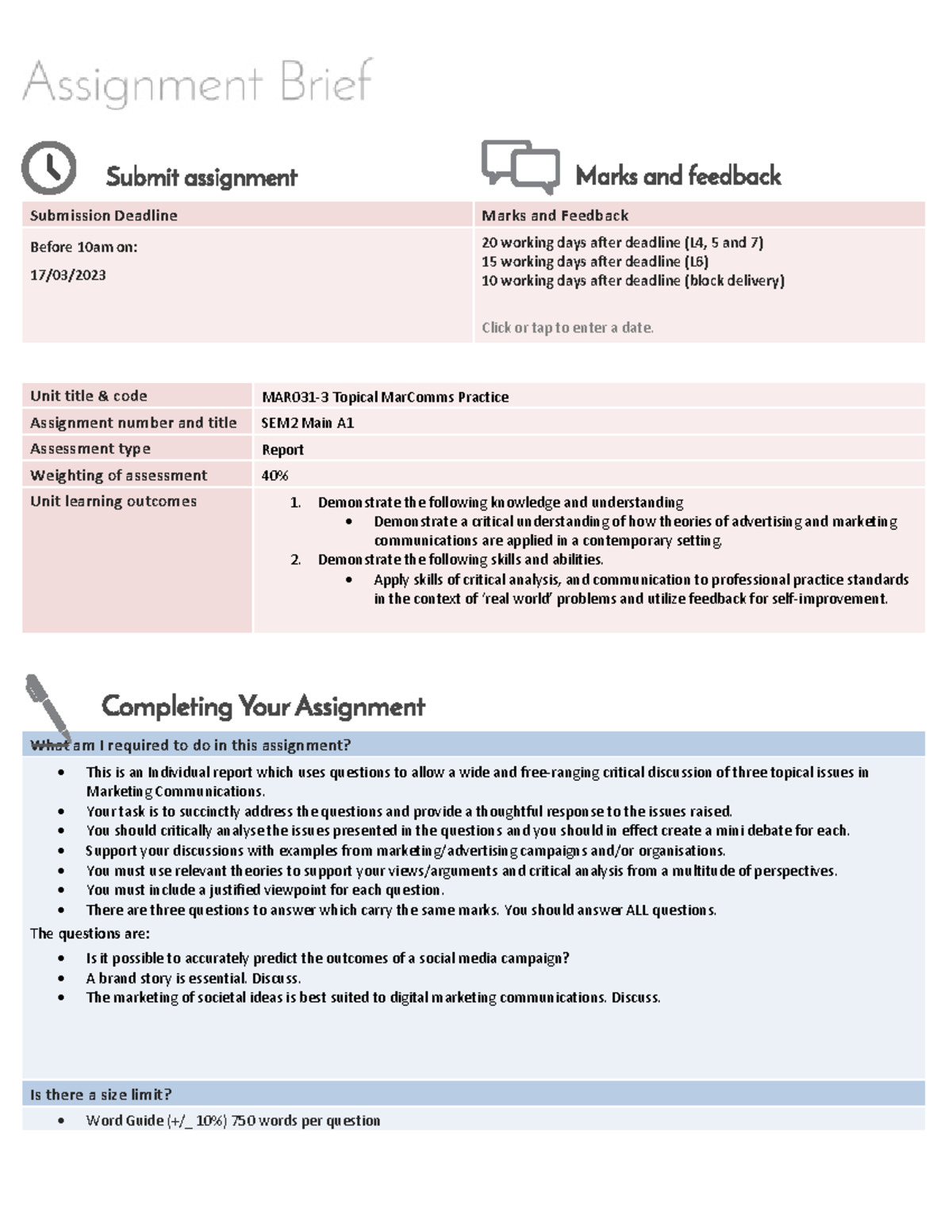 Assignment brief 1 - What am I required to do in this assignment? This ...
