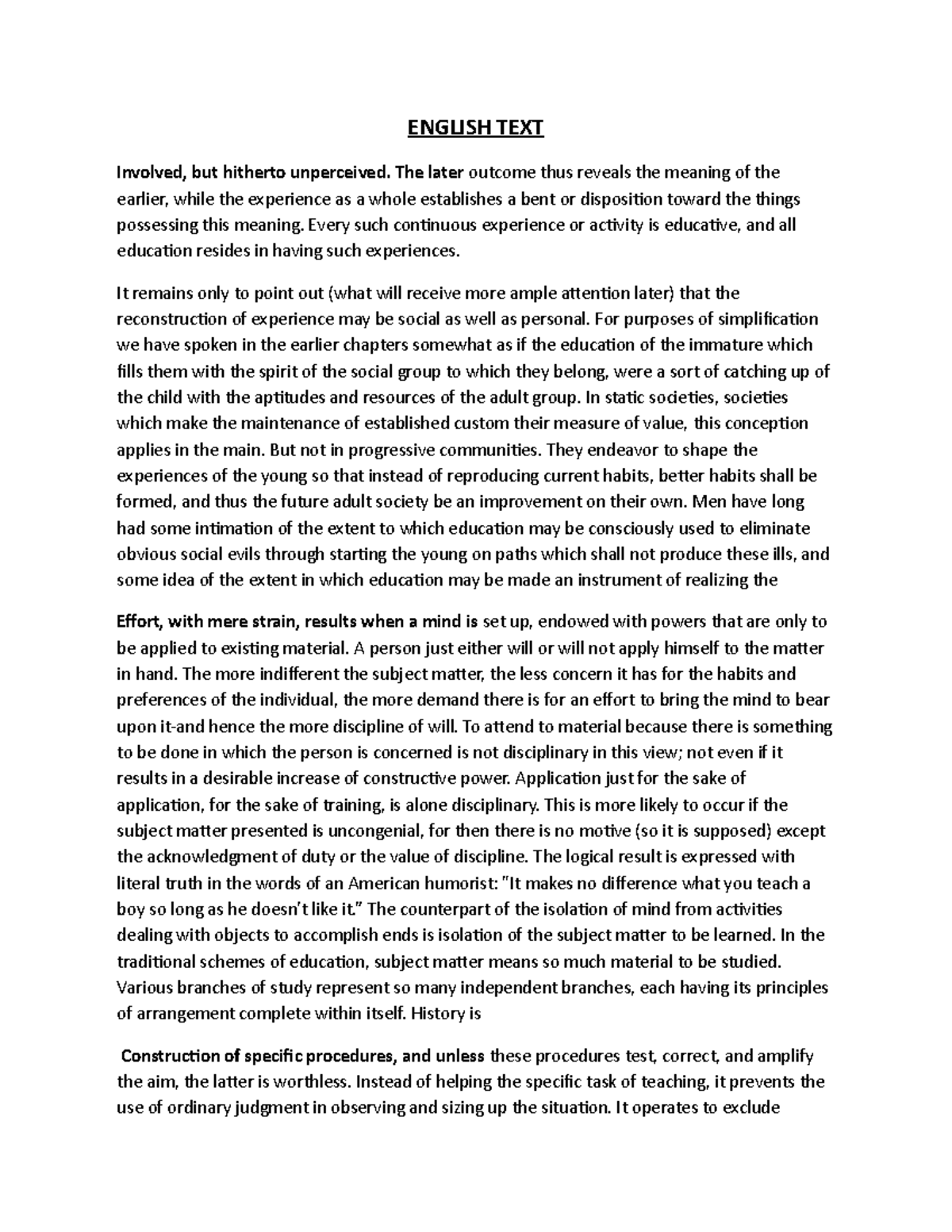 Project English TEXT - quiz - ENGLISH TEXT Involved, but hitherto ...