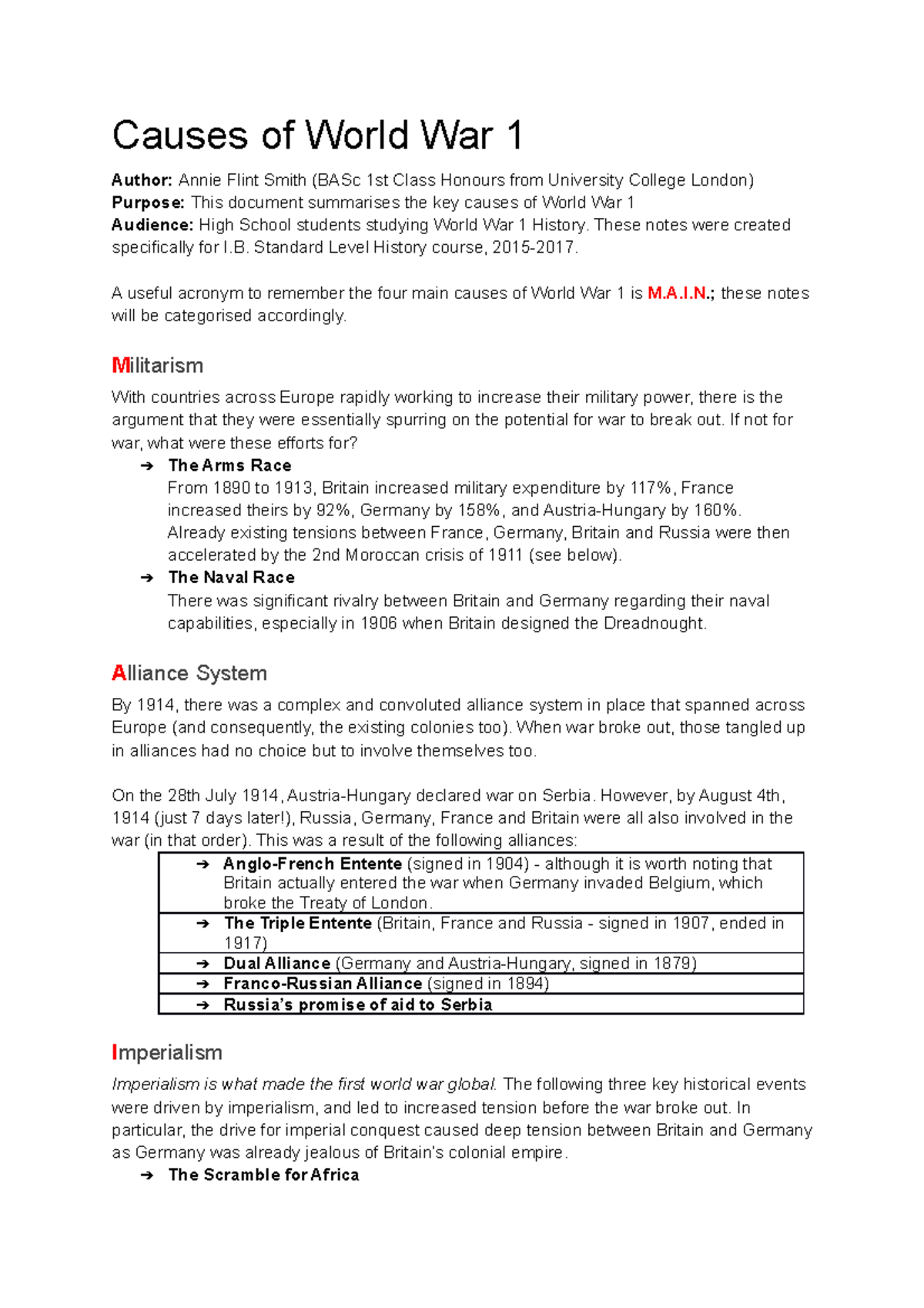 history-notes-main-causes-of-world-war-1-m-a-i-causes-of-world-war-1