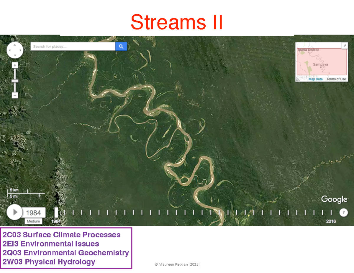 1G03 lecture 21 Streams II F23 - Streams II 2C03 Surface Climate ...