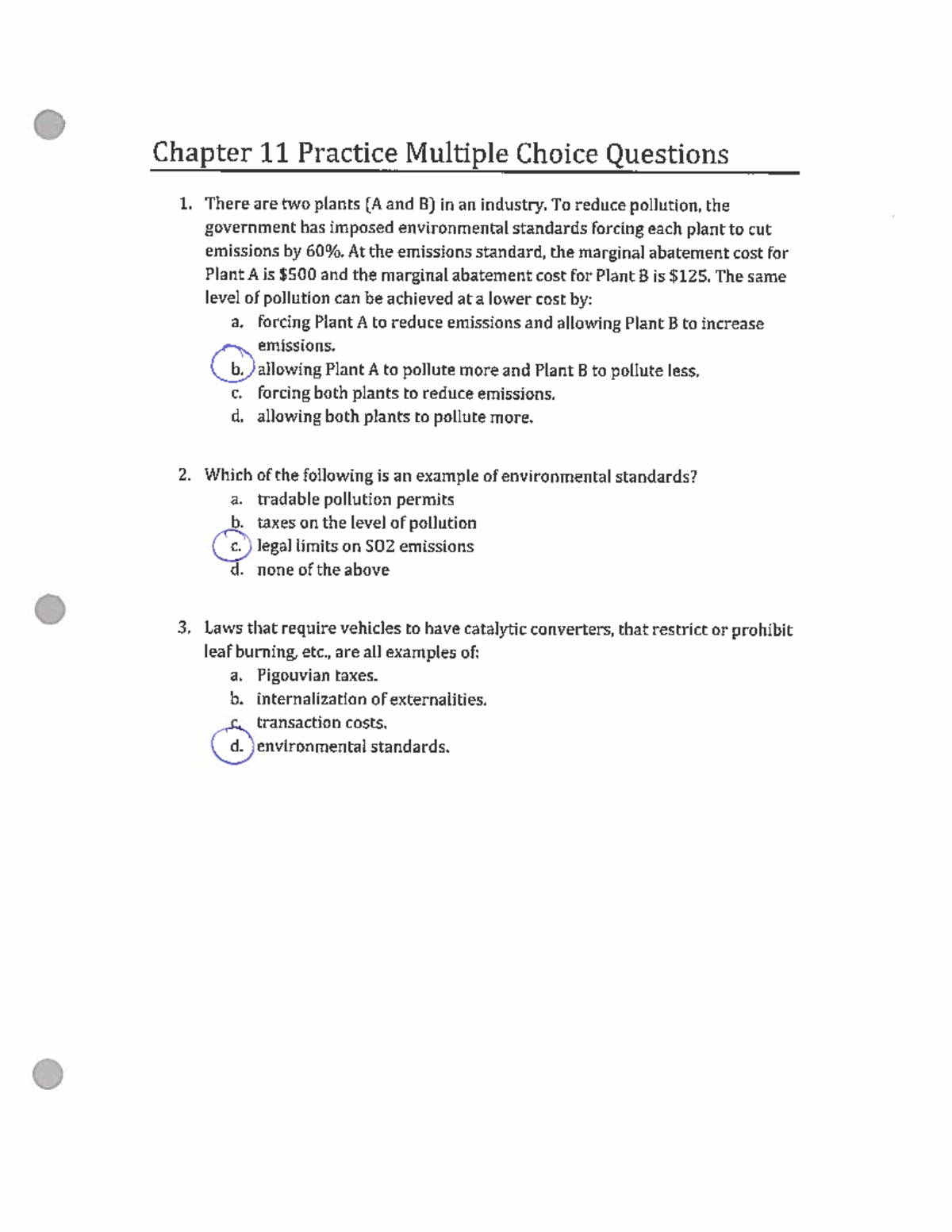 Sample/practice exam, answers - 0 Chapter 11 Practice Multiple Choice ...