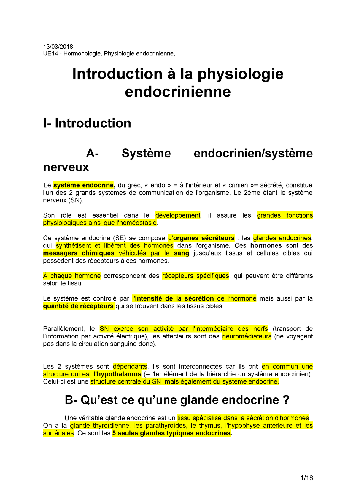 M3 Hen Introduction A La Physiologie Endocrinienne Studocu