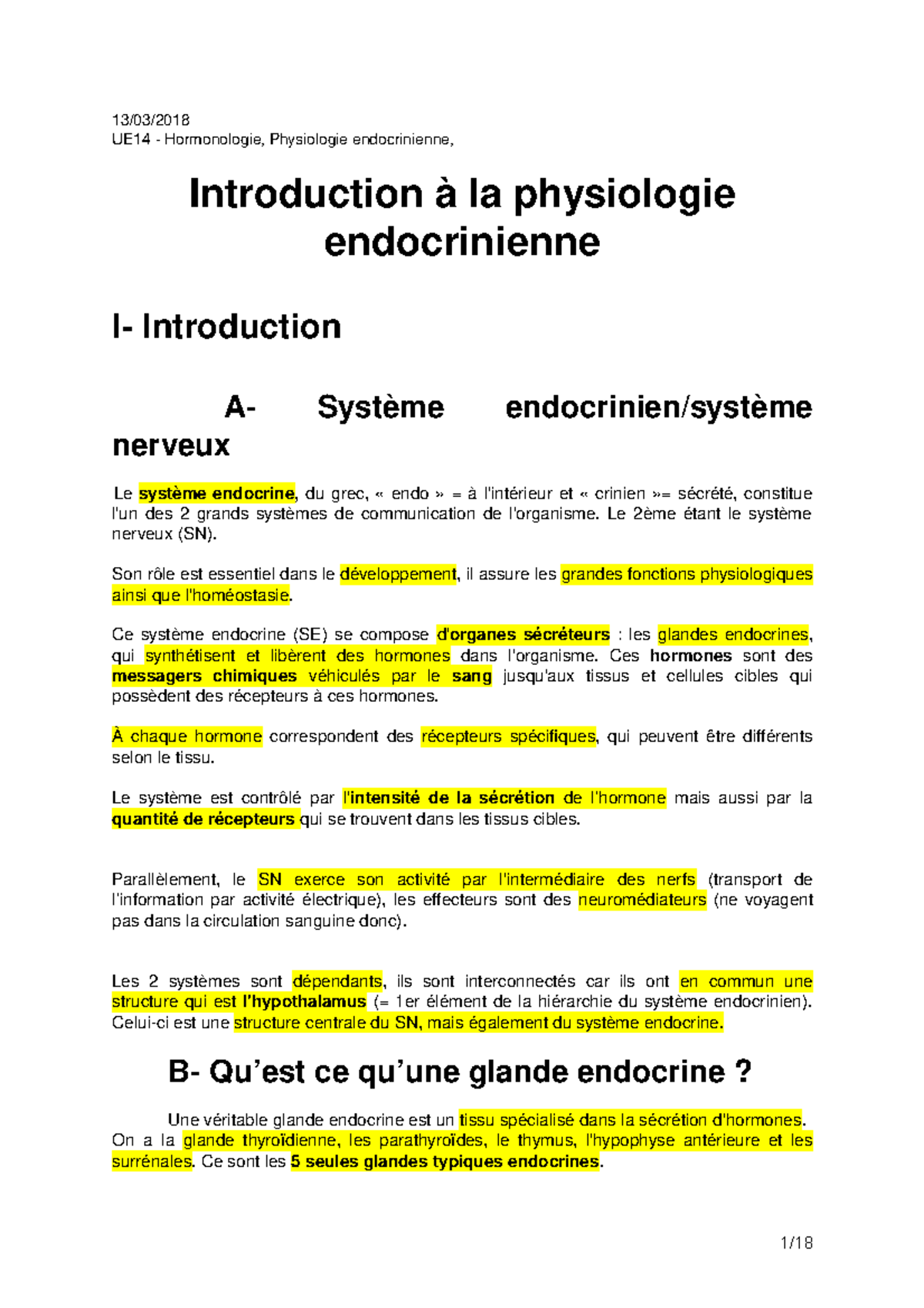 M3 Hen Introduction A La Physiologie Endocrinienne Studocu