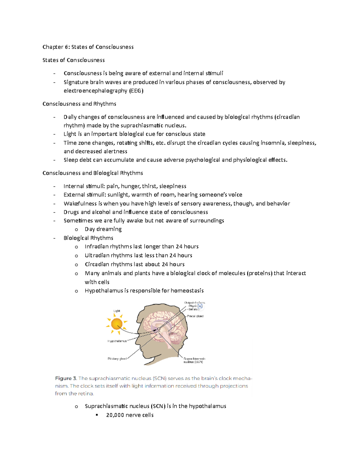 Chapter 6 Notes - Chapter 6: States of Consciousness States of ...