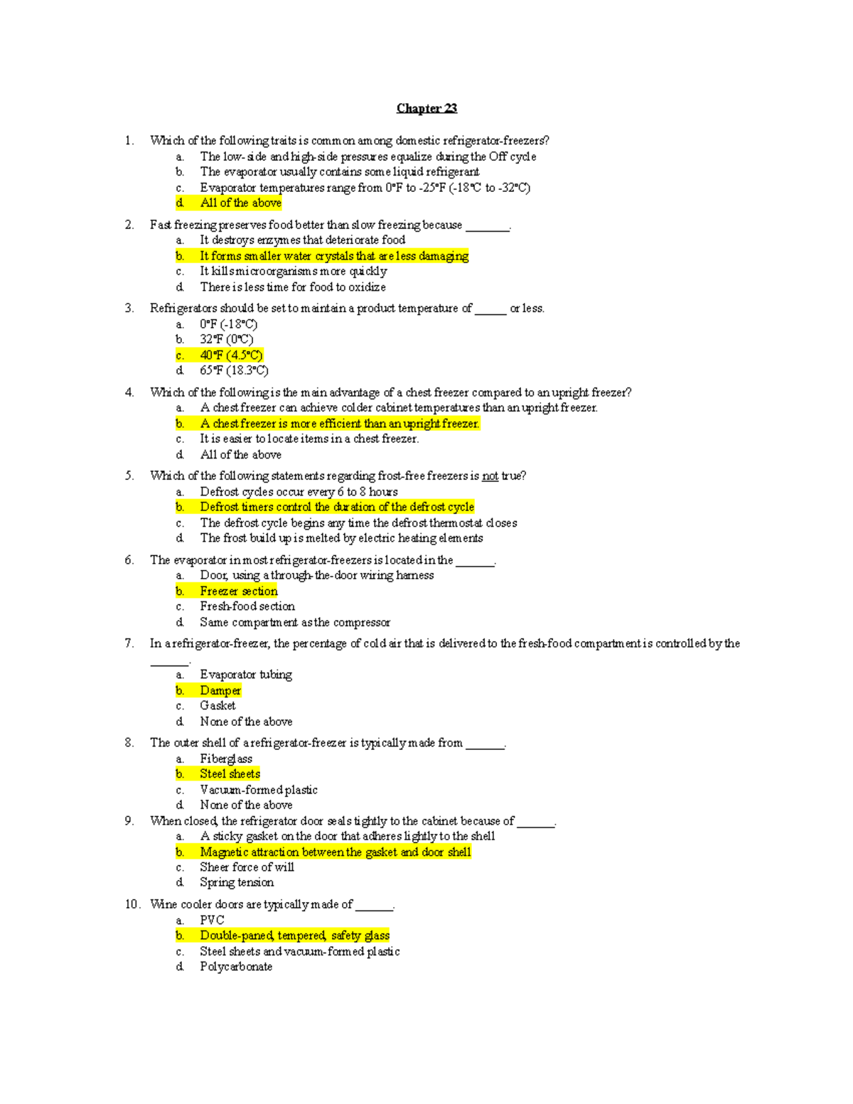 Modern Refrigeration&Air Chapter 23 Review - Chapter 23 Which of the ...