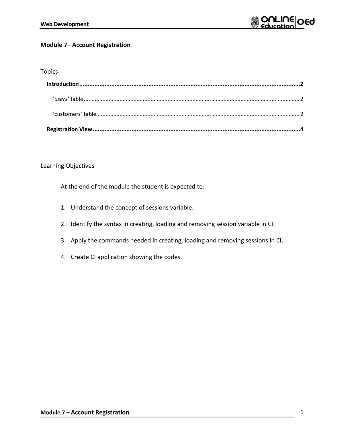 W5 Register - Module 1 - notes - Module 7 – Account Registration Topics ...