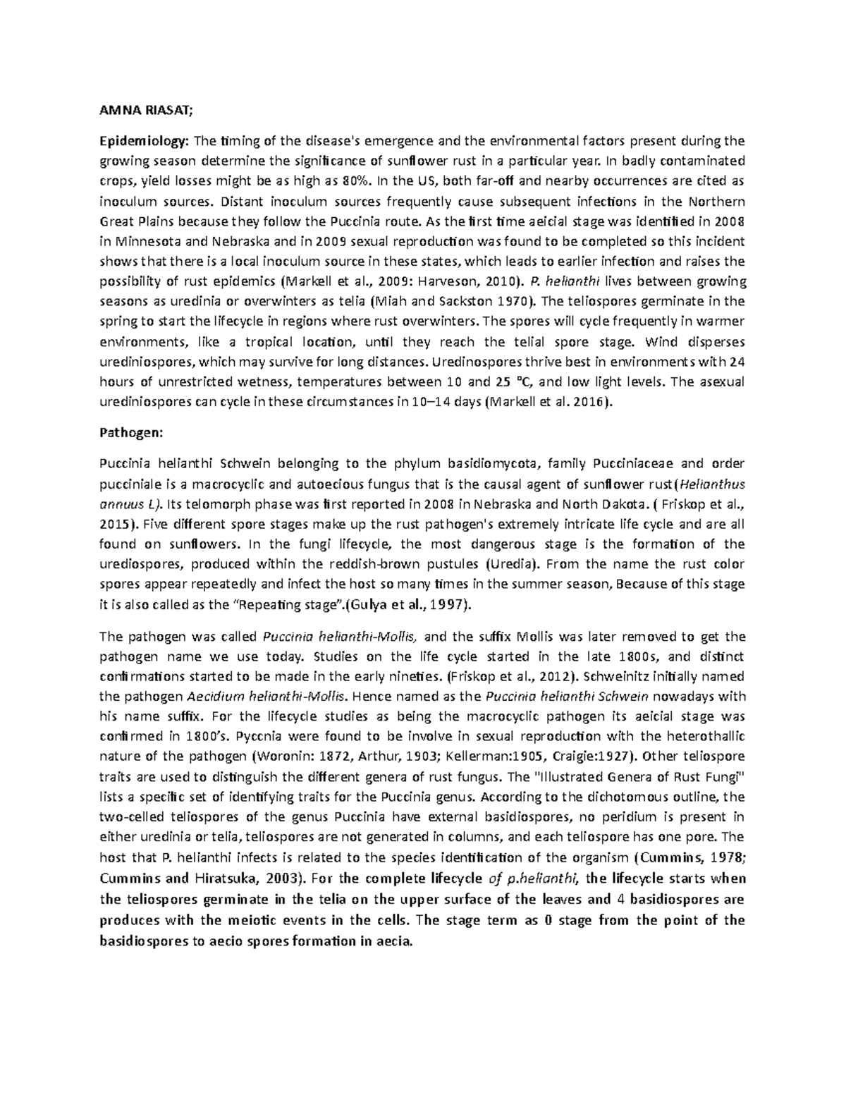 AMNA Riasa 1 - Assignments and lab works - AMNA RIASAT; Epidemiology ...