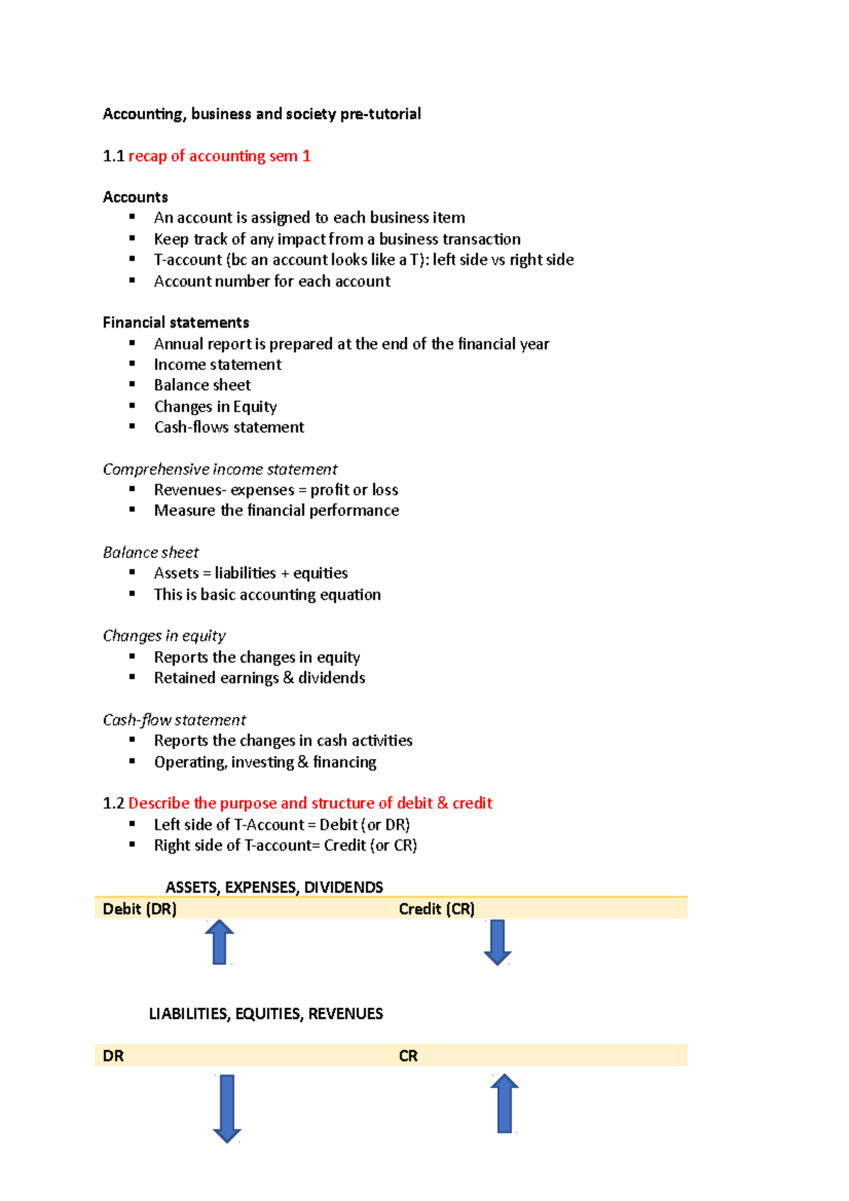 ABS Pre tutorial Accounting, business and society 1st year, UTS