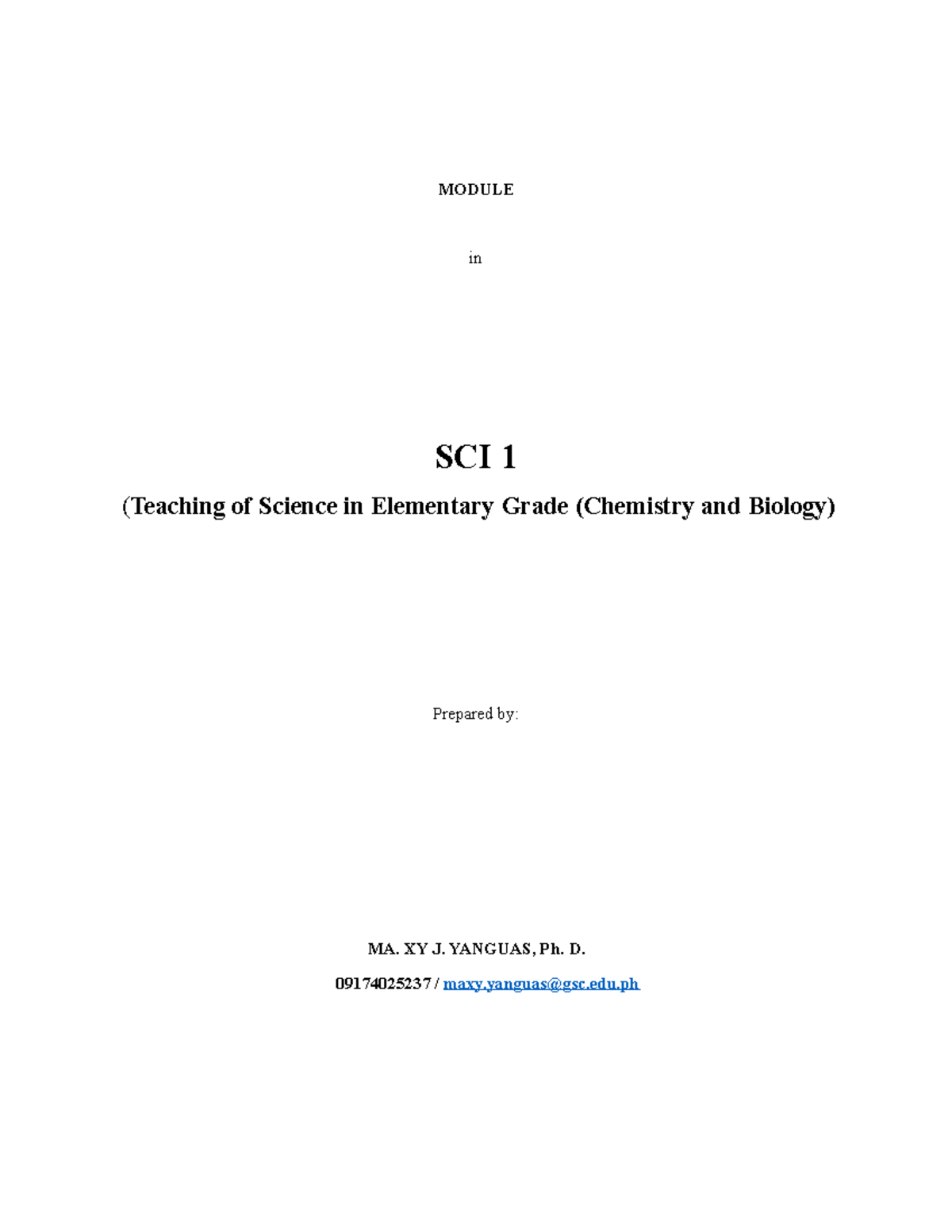 [Template] Chapter4, Module 15 final MODULE in SCI 1 (Teaching of