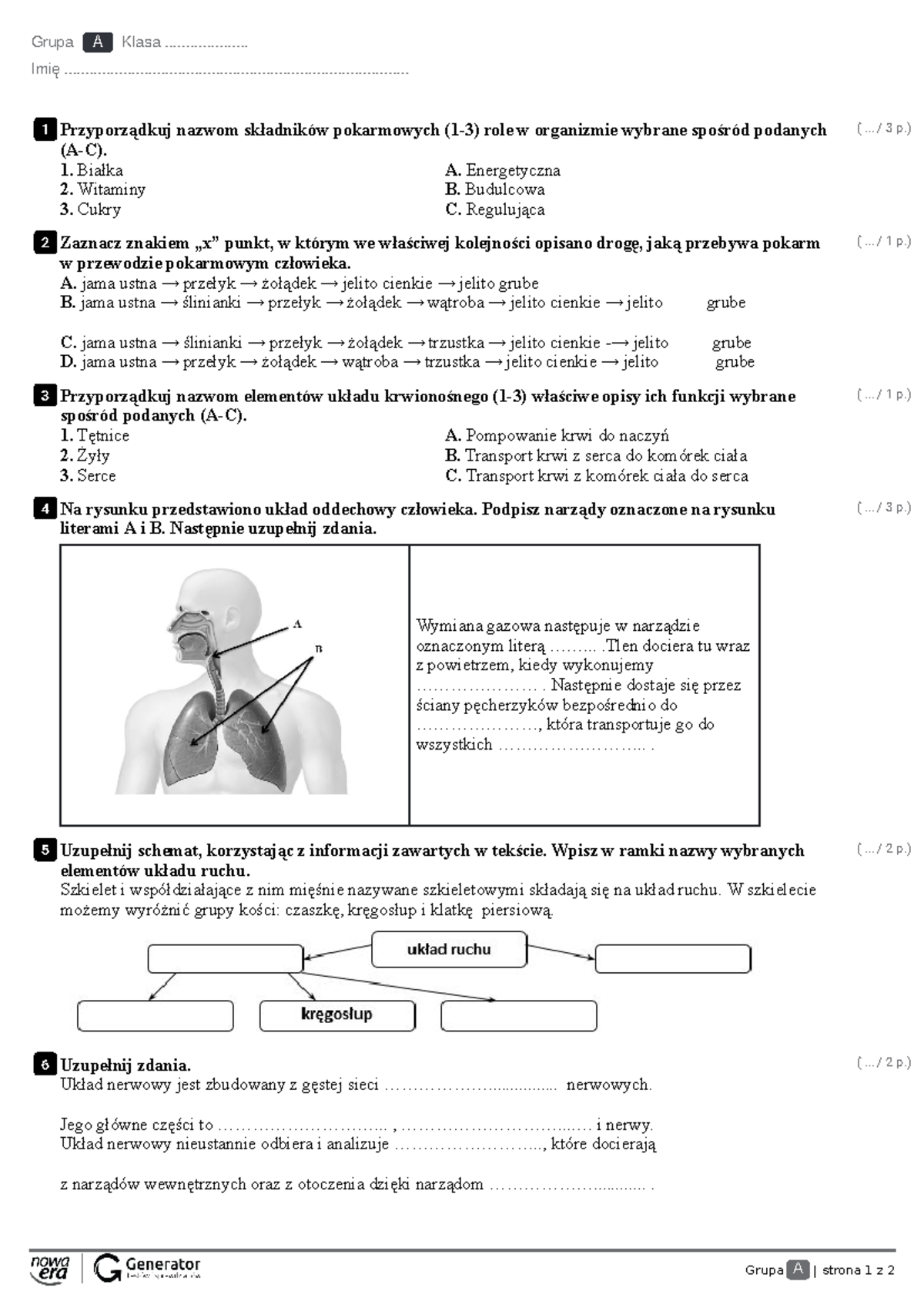 697504227 Po dziale 4 Odkrywamy tajemnice ciała człowieka Zadania