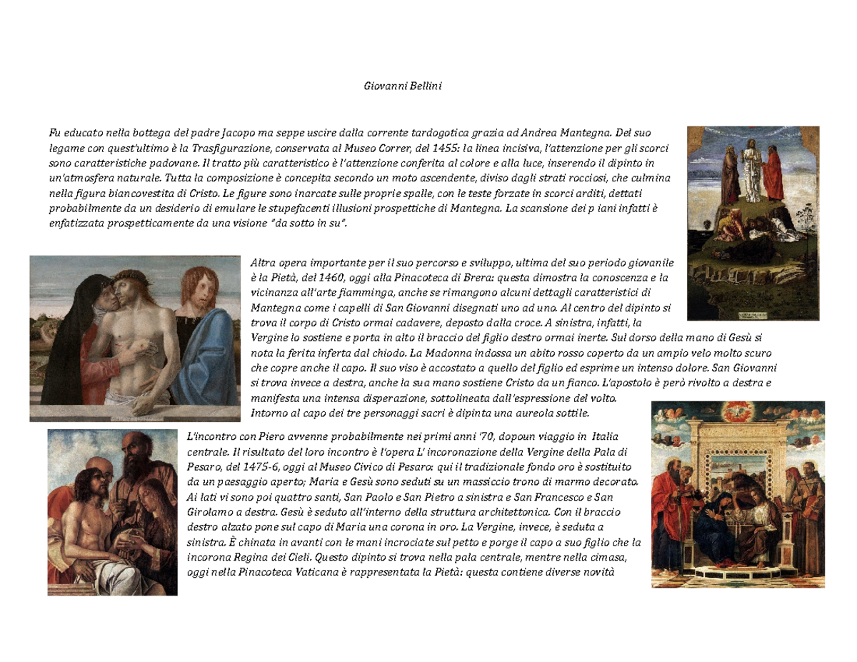 De Vecchi E. Cerchiari Arte Nel Tempo Bellini - Arte nel tempo - Giovanni Bellini Fu educato nella bottega