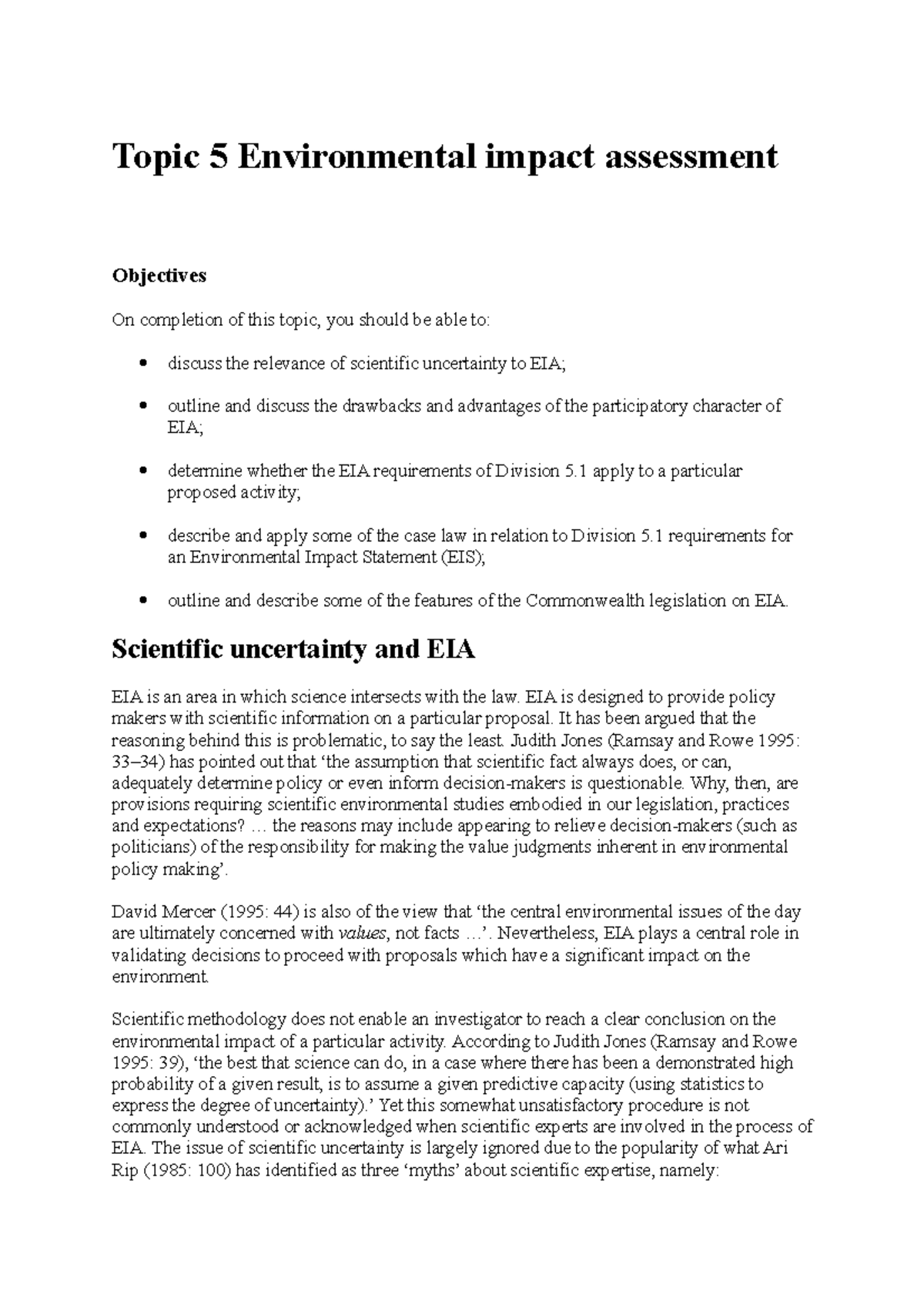 environmental impact assessment dissertation topics