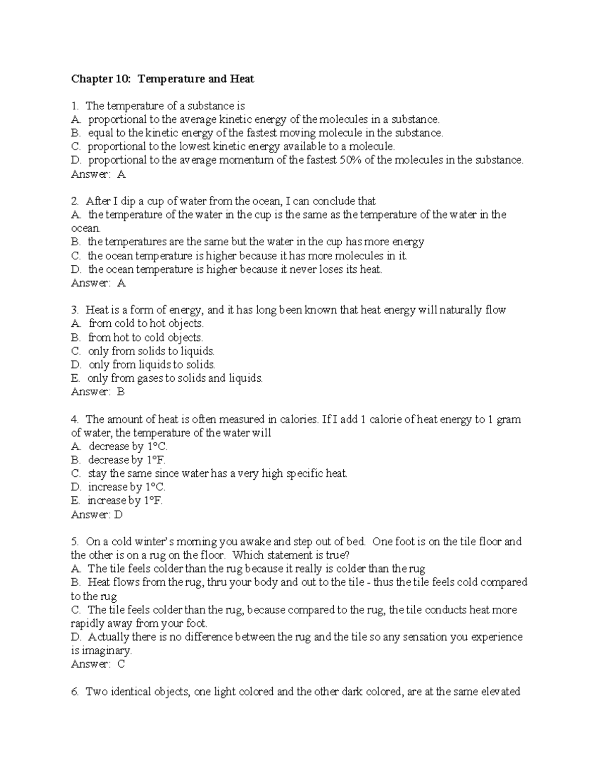 Chapter 10 Temperature And Heat - Chapter 10: Temperature And Heat The ...