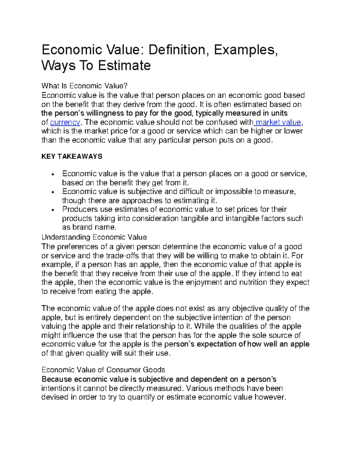 Economic Value - It is often estimated based on the person’s ...