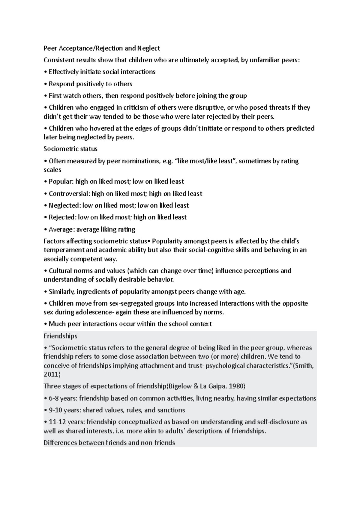 Peer Acceptance - Peer Acceptance/Rejection and Neglect Consistent ...