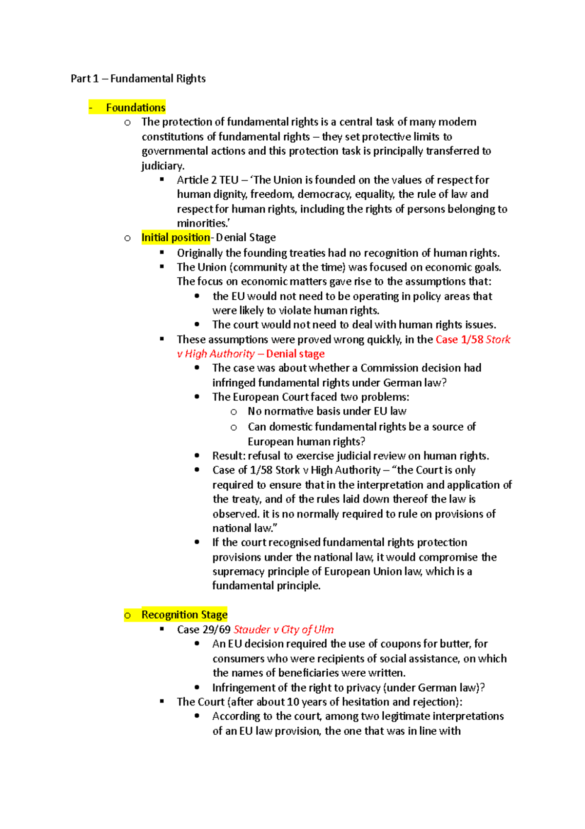 Fundamental Rights - Part 1 – Fundamental Rights Foundations o The ...