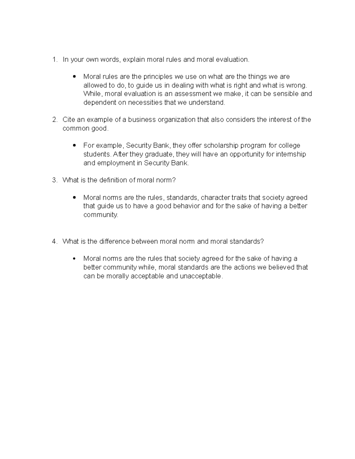 Moral Norms In your own words, explain moral rules and moral