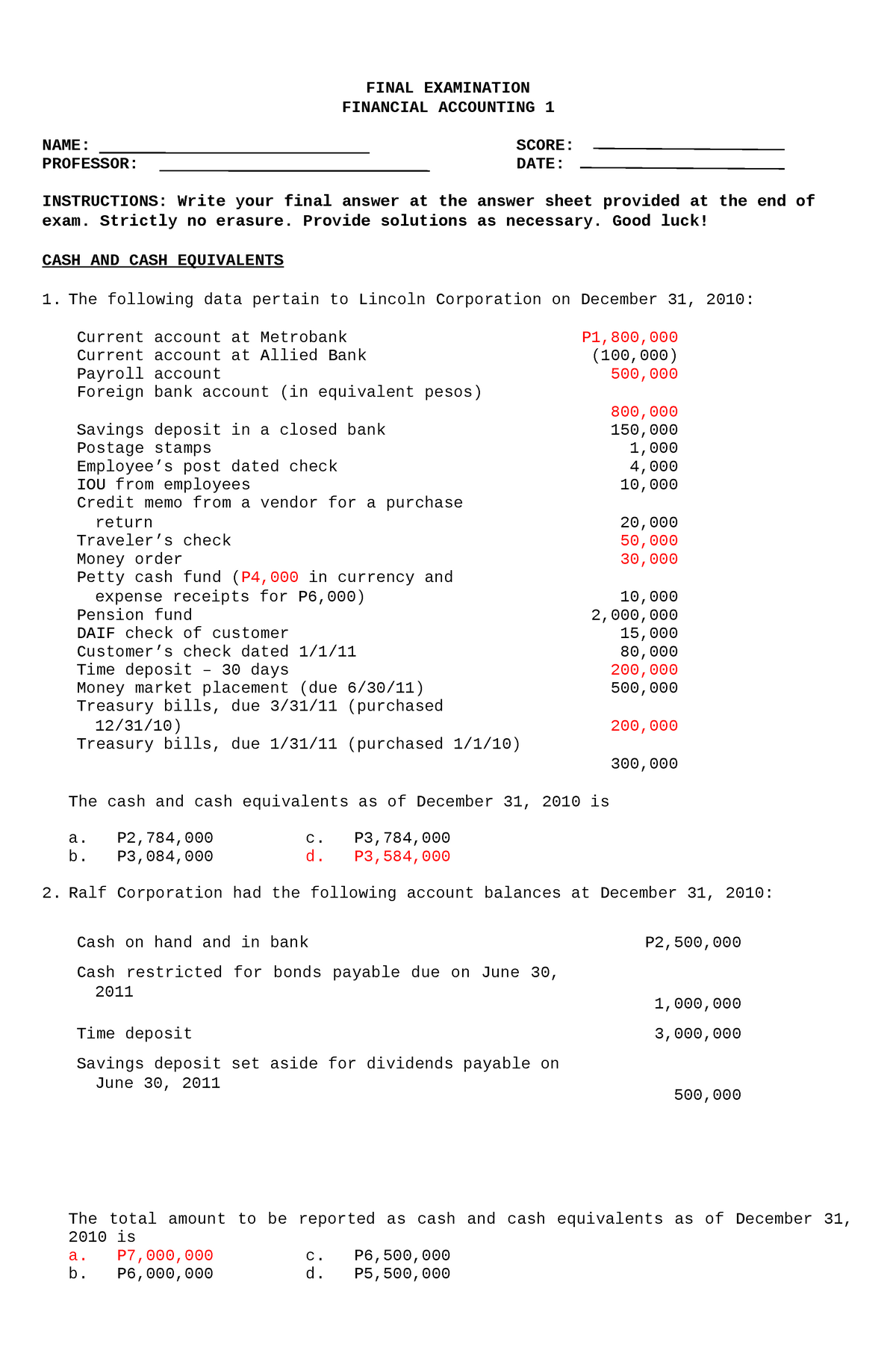 417775876 Financial Accounting Final Exam docx - FINAL EXAMINATION Sns-Brigh10