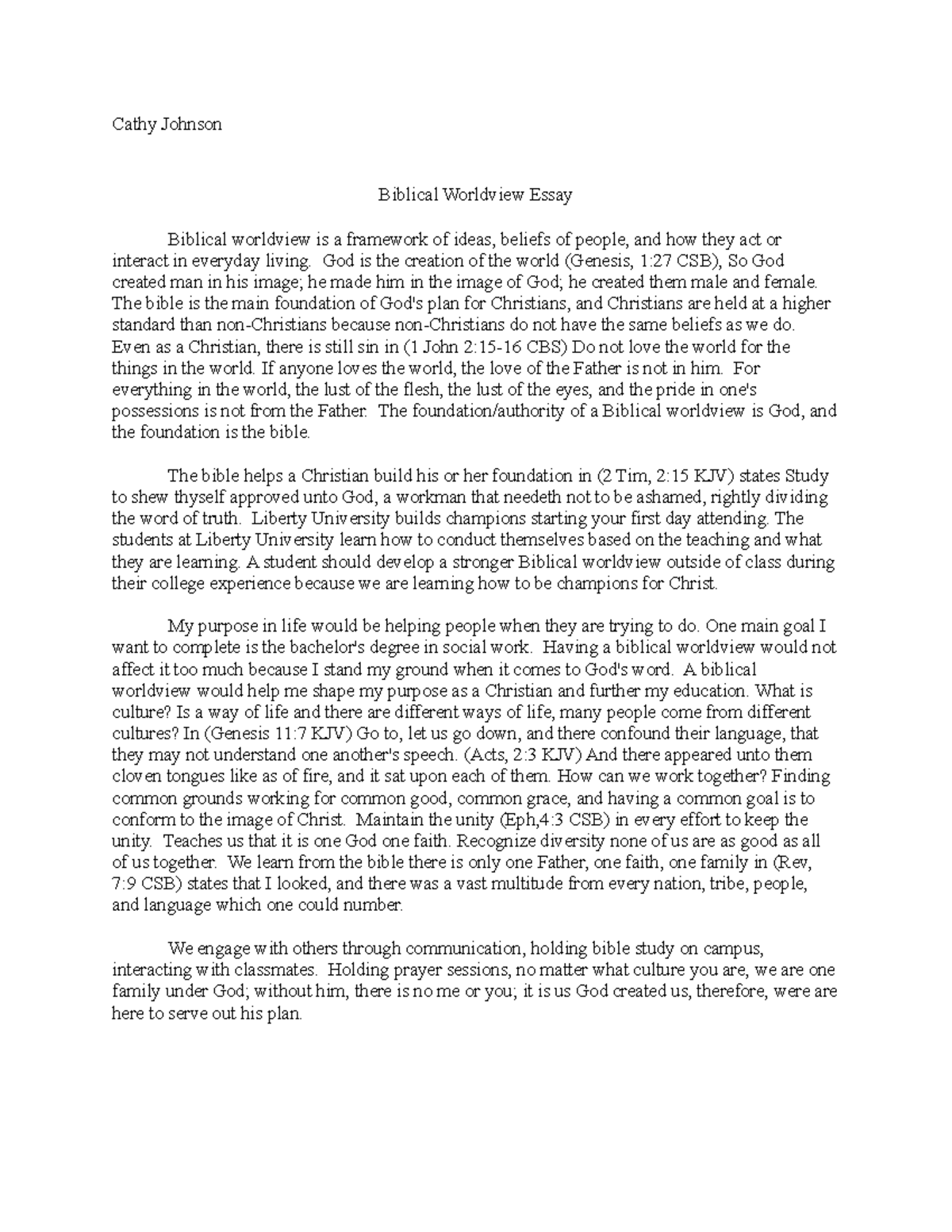 christian worldview essay