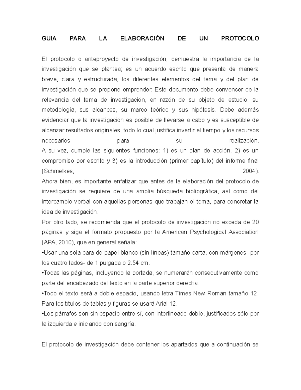 El protocolo o anteproyecto de investigación manual - GUIA PARA LA ...