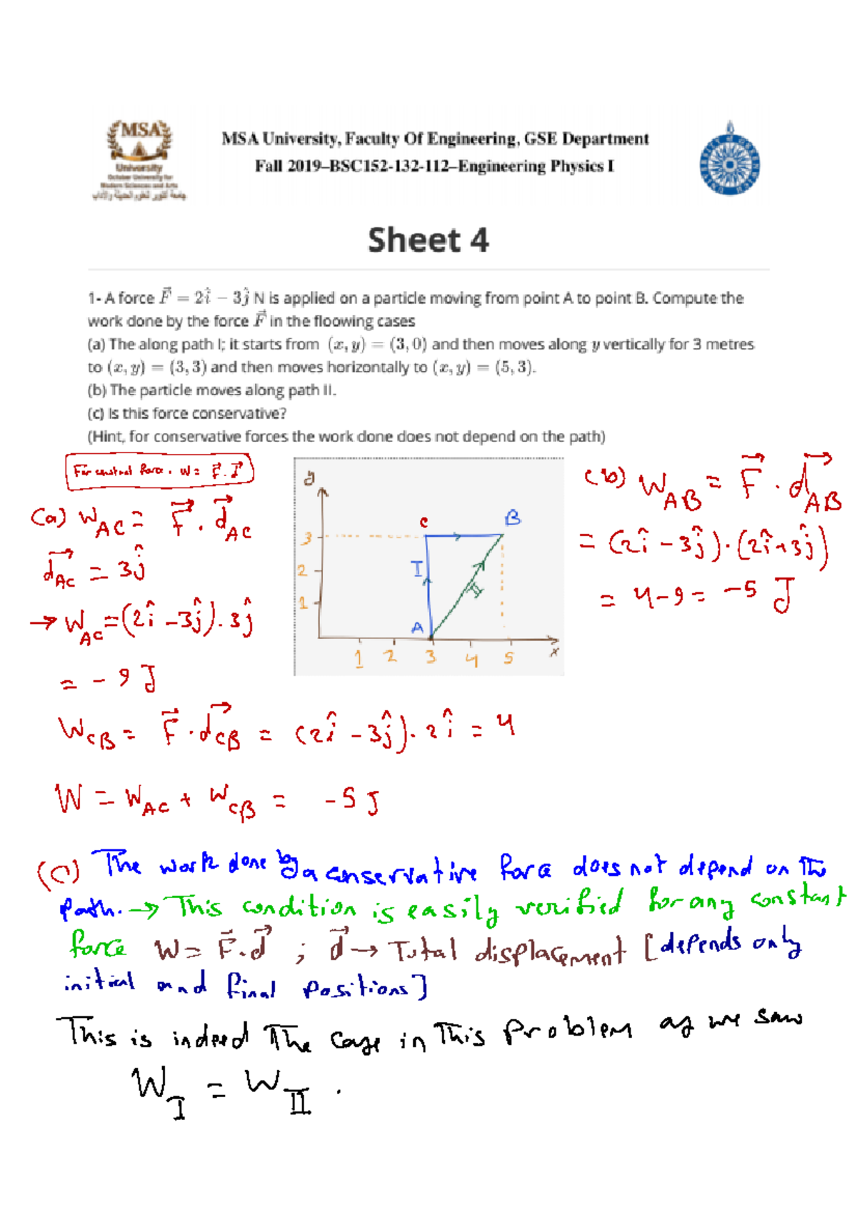 Sheet 4 - fall 2019 - Engineering Physics I - Studocu