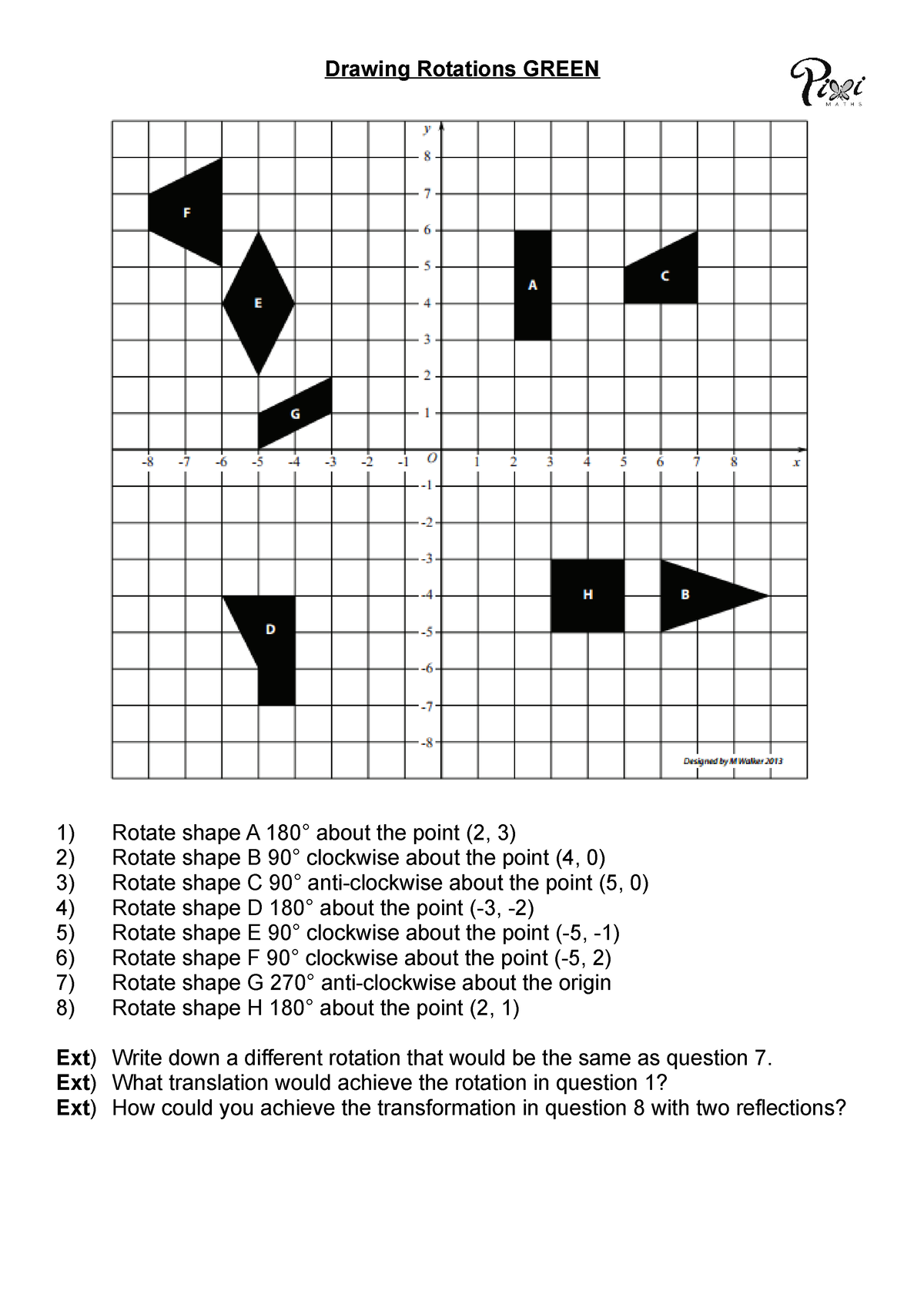 Drawing Rotations RAG - Drawing Rotations GREEN Rotate Shape A 180 ...