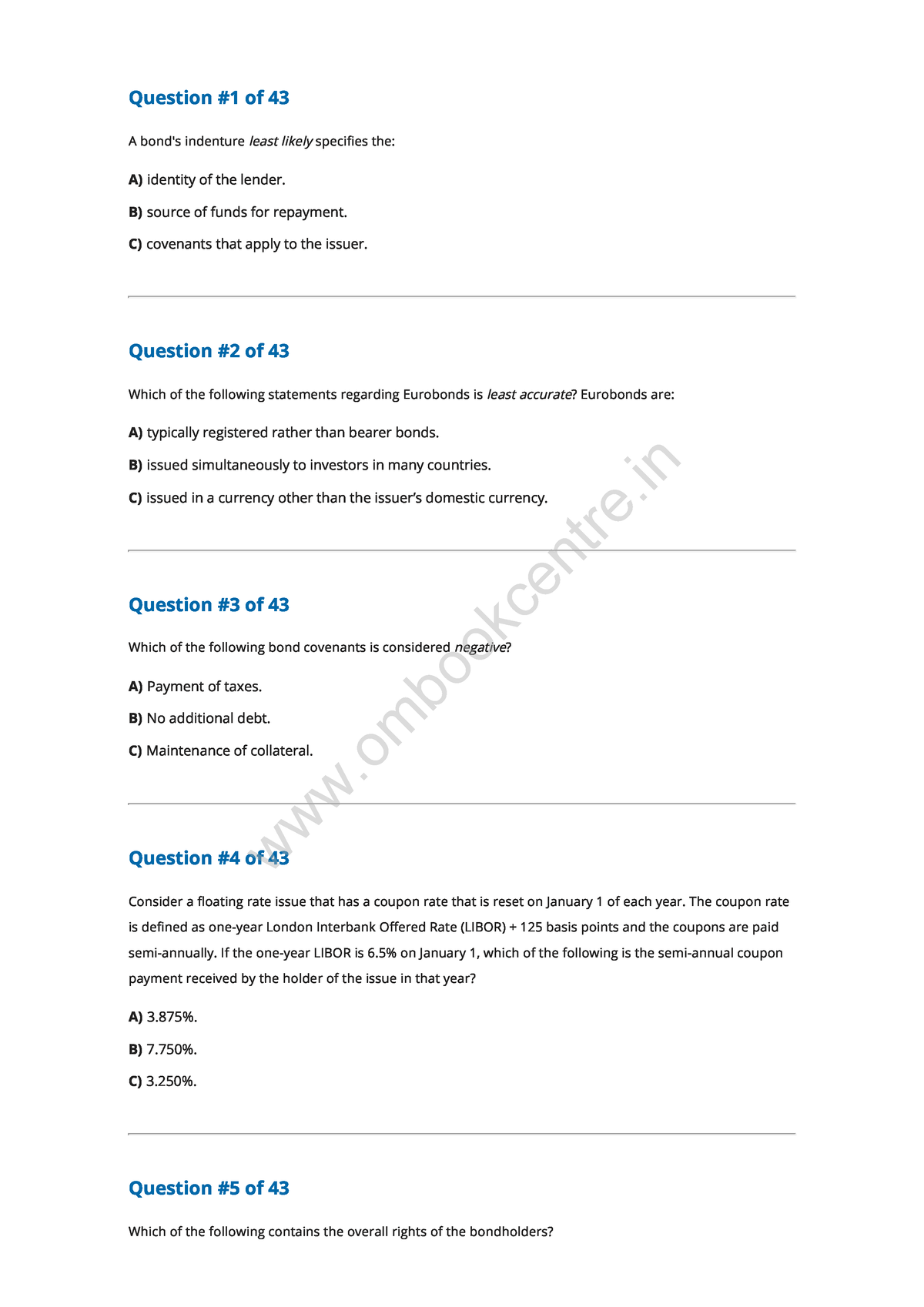 CFA Level 1 Reading 50 Fixed-Income Securities - Defining Elements ...