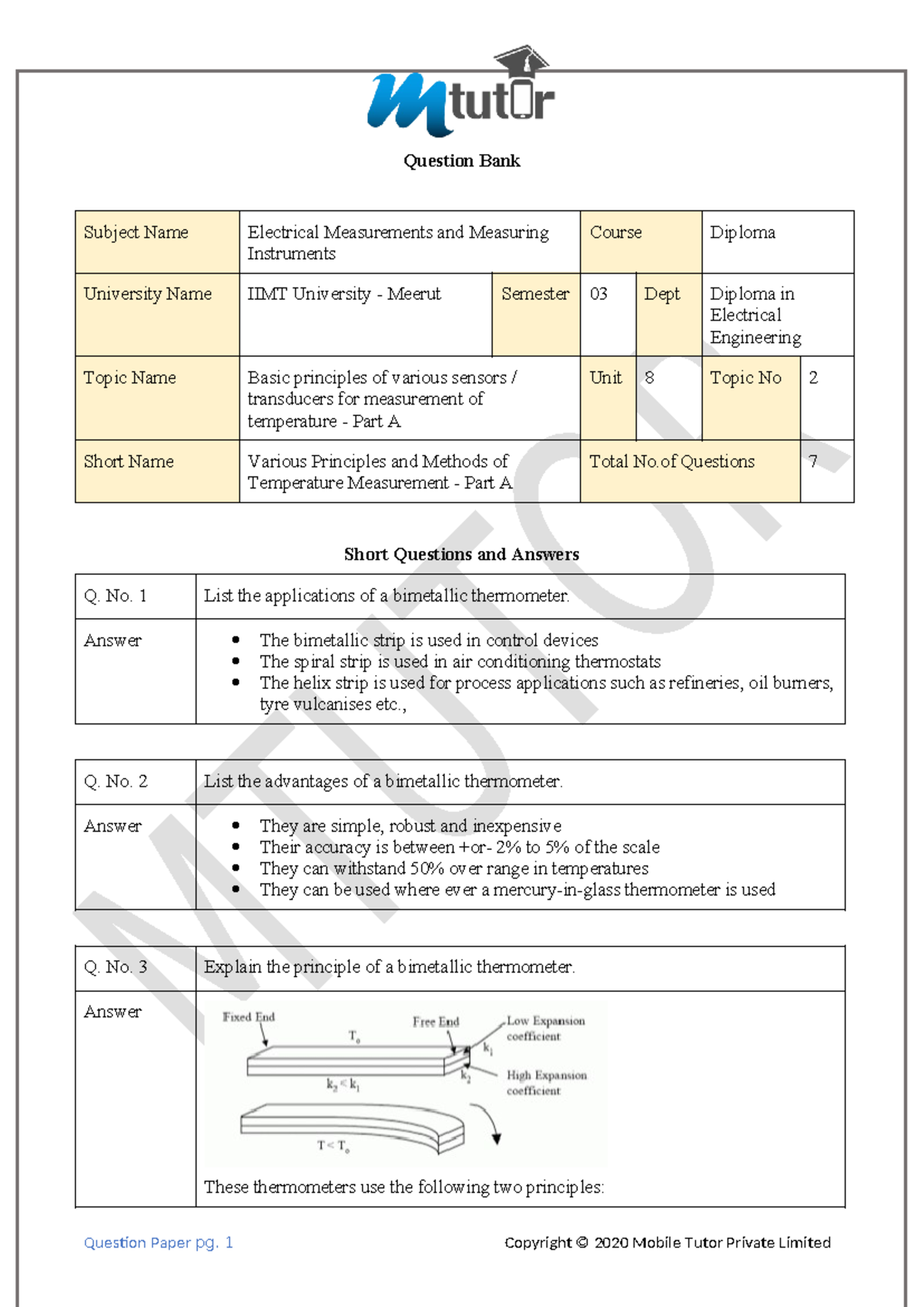 Complete QB - Question Bank Subject Name Electrical Measurements and ...