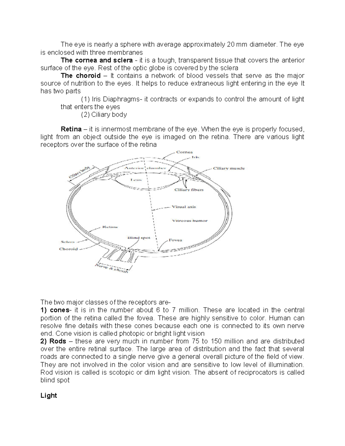 5. Elements of Visual Perception - The eye is nearly a sphere with ...