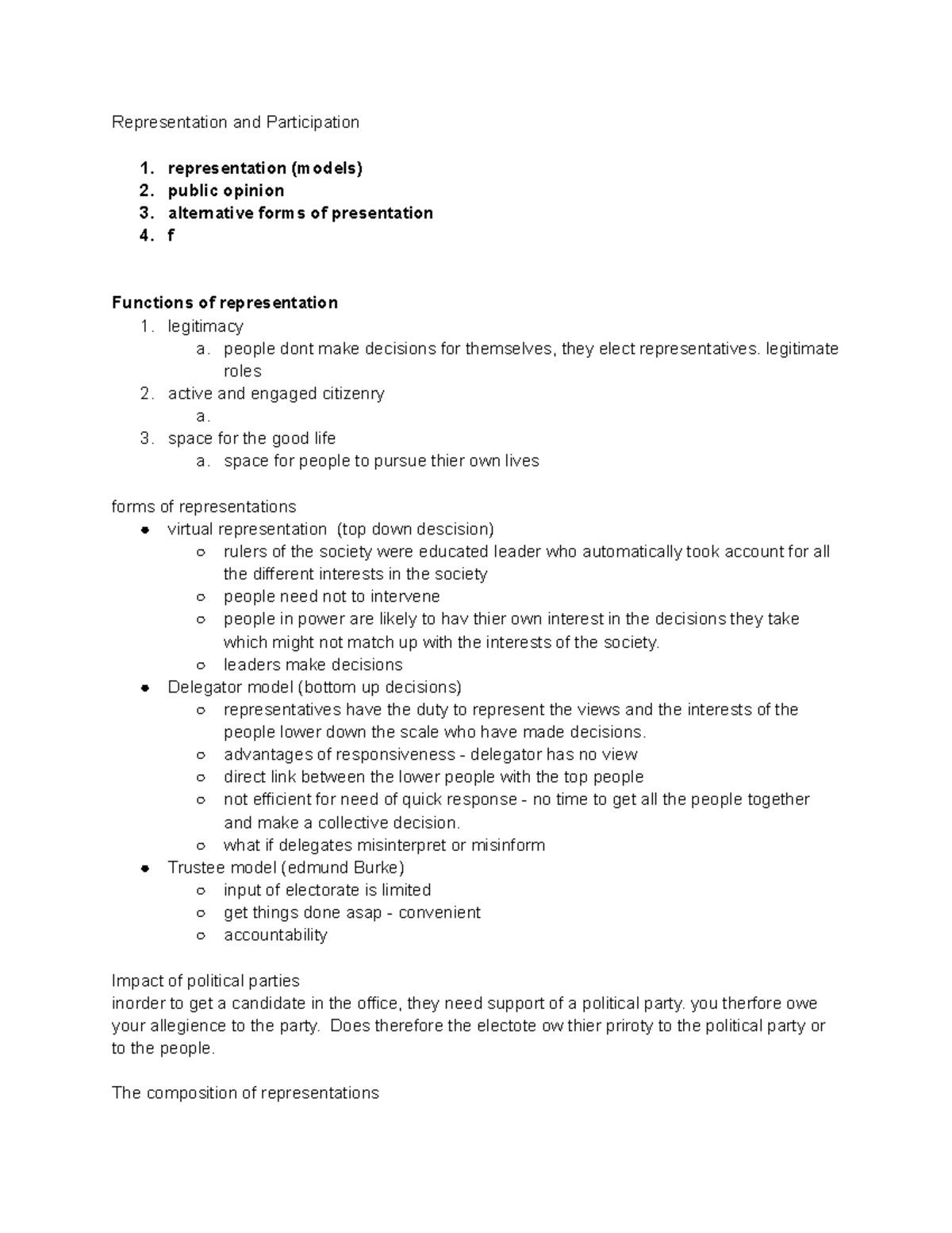 Representation and Participation - 2. 3. 4. representation (models ...