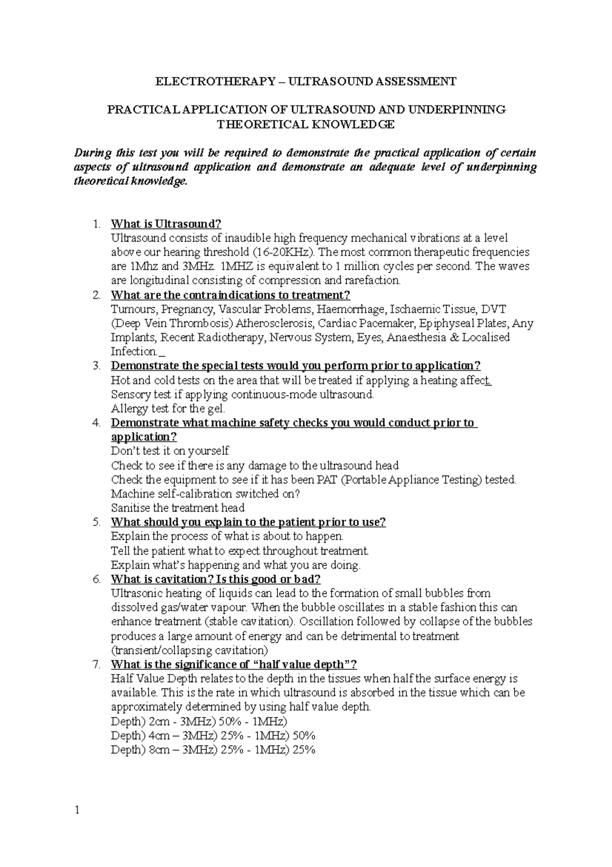 Ultrasound CARB - ELECTROTHERAPY – ULTRASOUND ASSESSMENT PRACTICAL ...